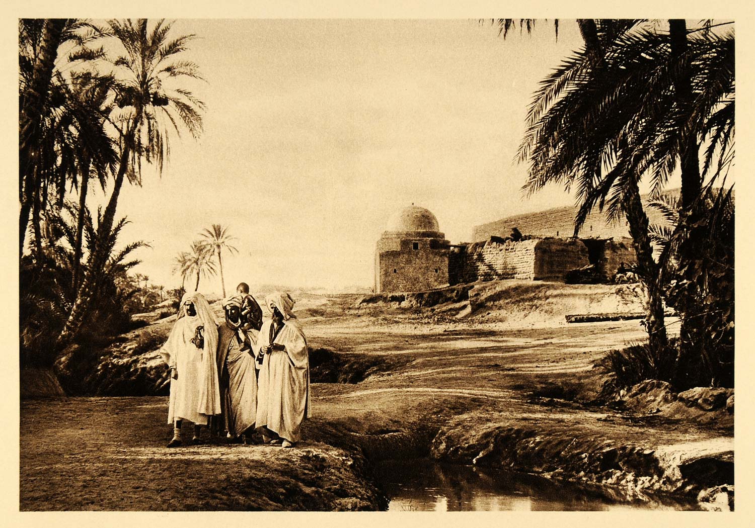 1924 Tozeur Oasis Tunisia Lehnert Landrock Photogravure - ORIGINAL NAF2