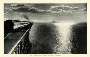 1923 Print Lucin Cutoff Railroad Bridge Train Locomotive Southern Pacific NGM1