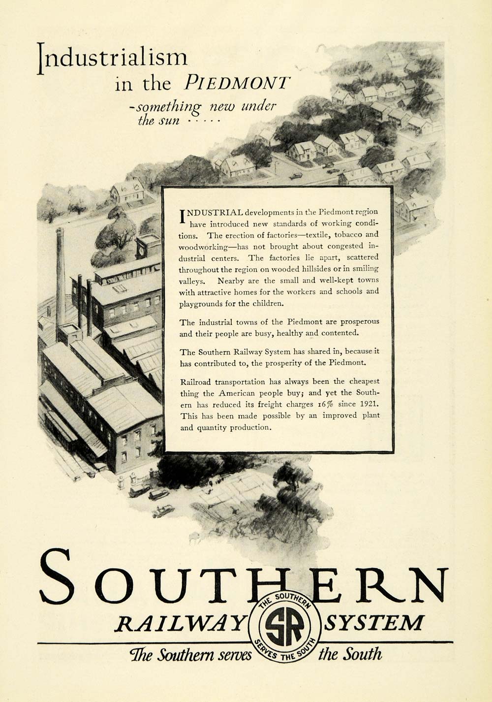 1926 Ad Southern Railway Piedmont Industrialism Freight Train NGM1
