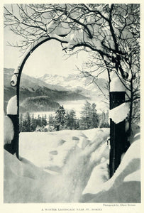 1922 Print St. Moritz Lake Switzerland Wintertime Landscape Steiner NGM2