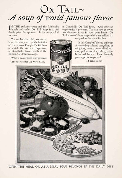 1927 Ad Ox Tail Soup Campbell's Dinner Condensed Vegetables Celery Tom ...