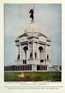 1931 Color Print Pennsylvania Memorial Gettysburg Battlefield Monument NGM8