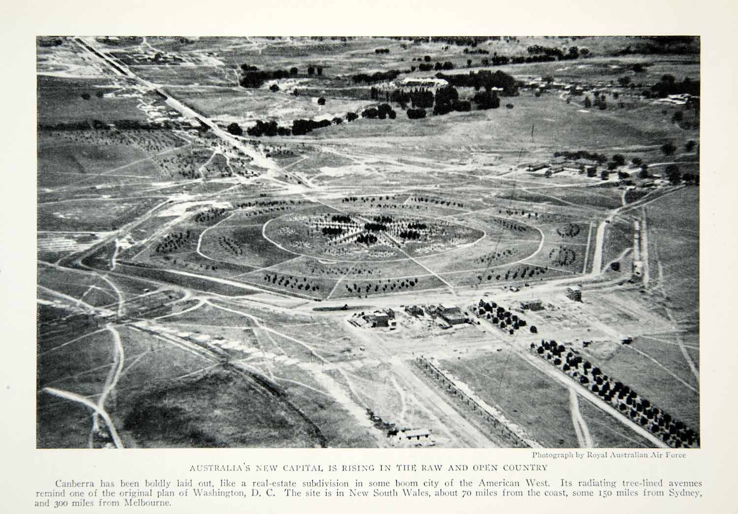 1928 Print Australia Capital City Canberra Construction Aerial View NGMA1