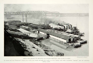 1928 Print Memphis Tennessee Bridge Mississippi River Barges Ships NGMA1