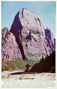 1928 Color Print Great White Throne Zion Canyon National Park Utah Virgin River