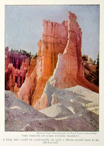 1928 Color Print Bryce Canyon Throne National Park Utah Landscape Geology Image