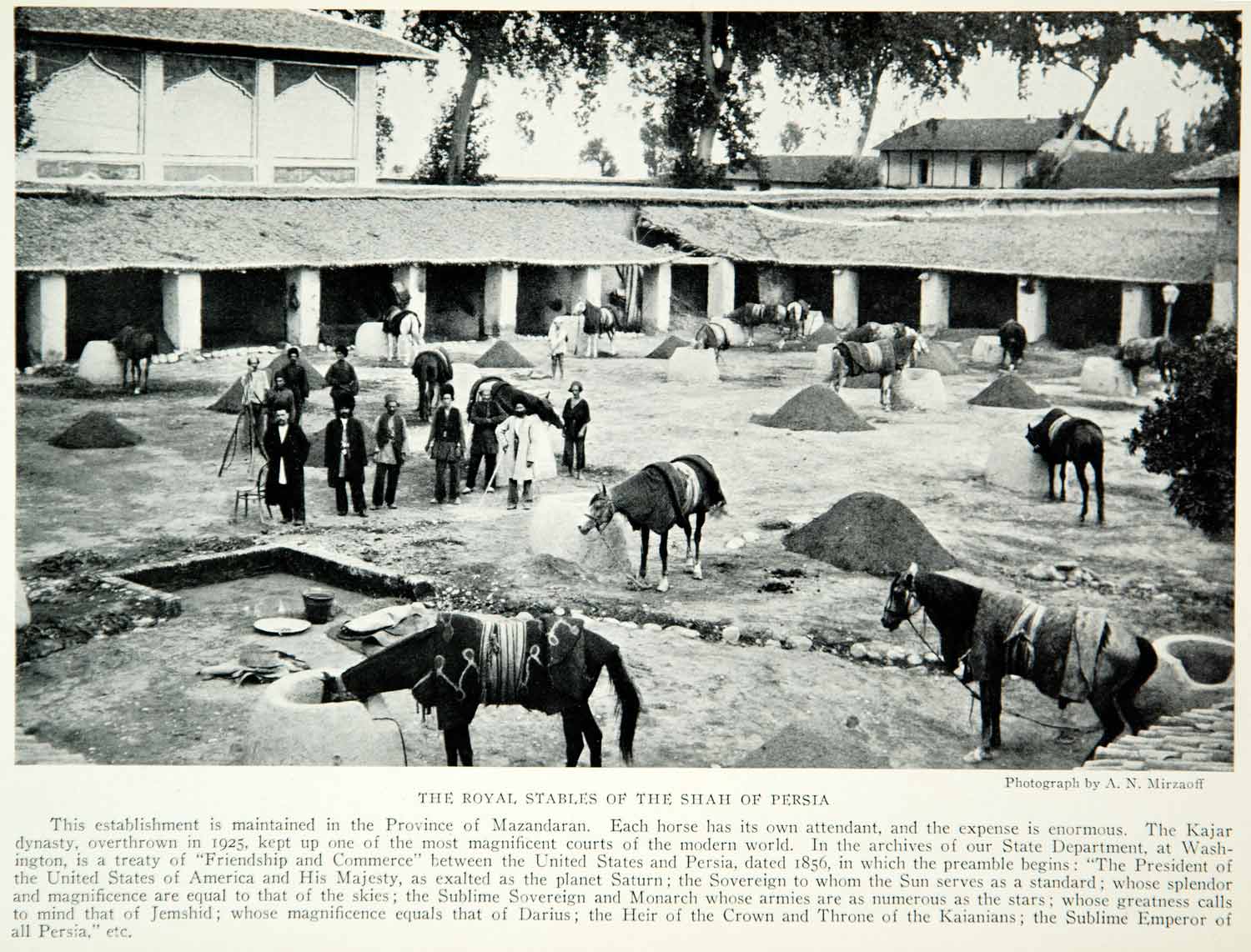 1928 Print Royal Stables Shah Persia Horses Equestrian Historical Image NGMA2