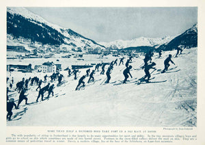 1933 Print Ski Racing Race Winter Sports Davos Switzerland Schiahorn Mount NGMA3