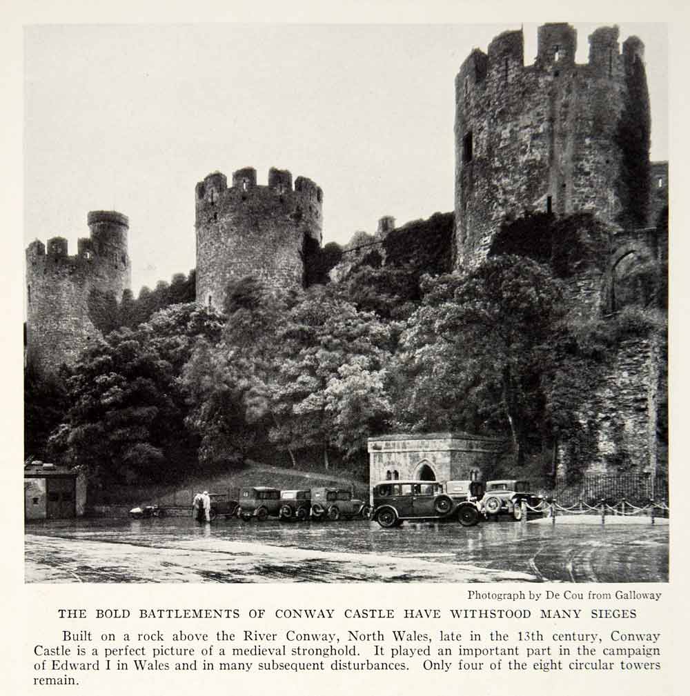 1934 Print Conwy Castle Northern Wales Fortress Medieval Historical Image NGMA3