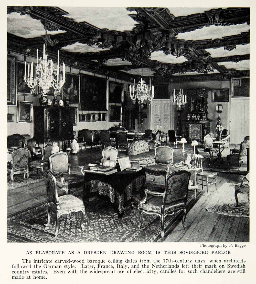 1934 Print Parlor Interior Sovdebog Sweden Castle Historical Image View NGMA6