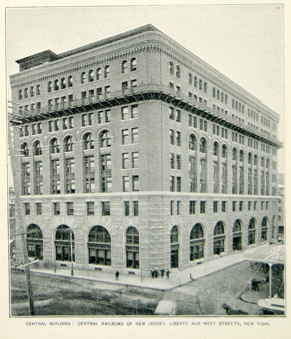 1893 Print Central Railroad of New Jersey Building New York City Historic NY2A