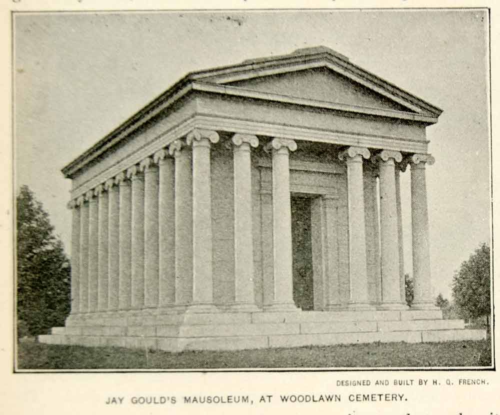 1893 Print Jay Gould Mausoleum Tomb Woodlawn Cemetery NYC Historic Image NY2A