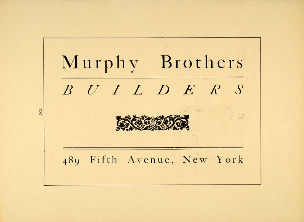 1909 Murphy Brother Builders 489 Fifth Avenue NYC Ad - ORIGINAL ADVERTISING NY6