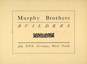 1909 Murphy Brother Builders 489 Fifth Avenue NYC Ad - ORIGINAL ADVERTISING NY6