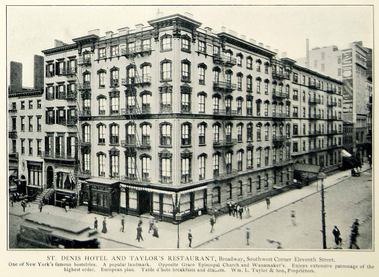 1903 Print St. Denis Hotel William Taylor Restaurant Broadway Eleventh NYV1