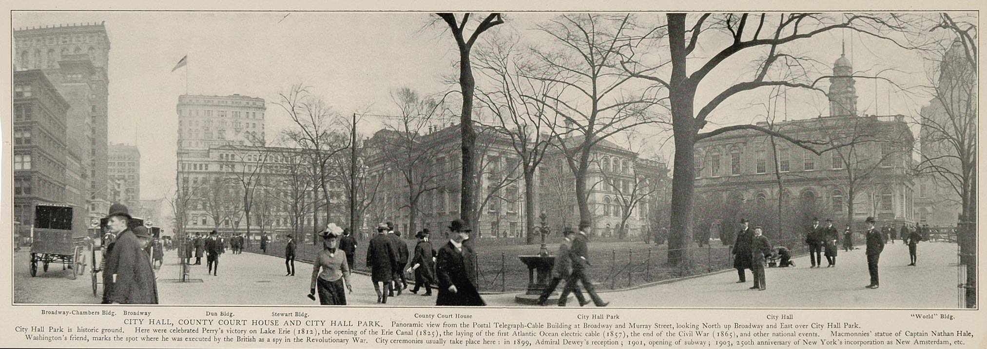 1903 New York City Panoramic Photo Print Broadway Court ORIGINAL HISTORIC NY