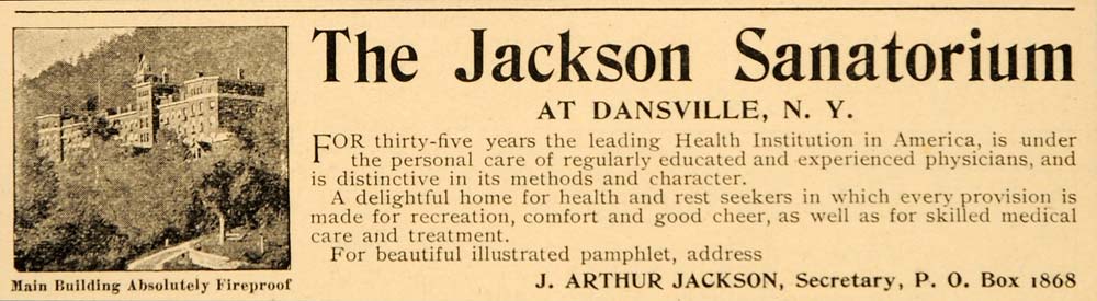 1895 Ad Jackson Sanatorium Dansville Health Institution - ORIGINAL OD3