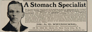 1905 Ad Quackery Dr. A. H. Swinburne Stomach Cure Book - ORIGINAL OLD2