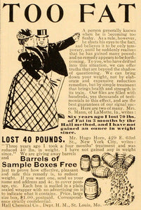 1902 Quackery Ad Obesity Fat Reducing Hall Weight Loss - ORIGINAL OLD4A