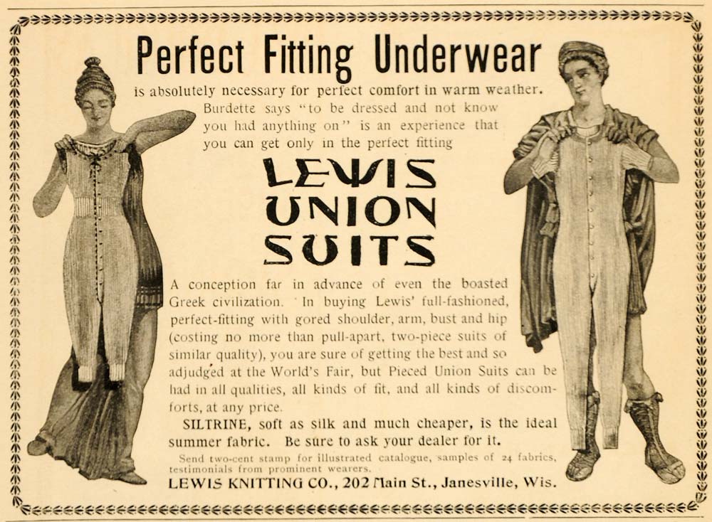 1900 Union Suits Advertisement Victorian Sears Roebuck 5.25 x 7