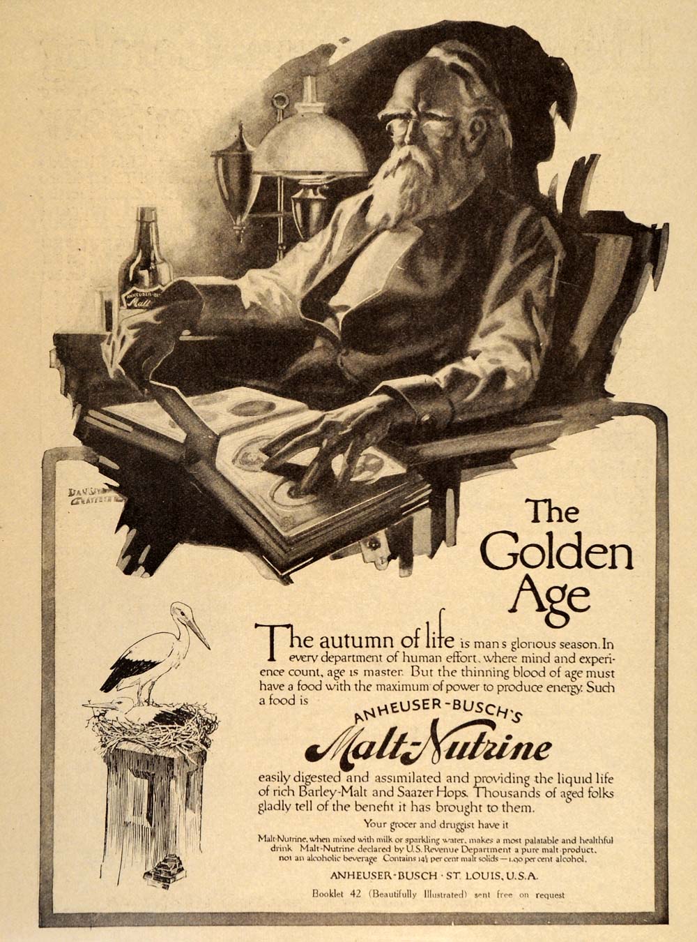 1914 Ad Anheuser Busch Malt Nutrine Old Age Tonic Man - ORIGINAL OLD7