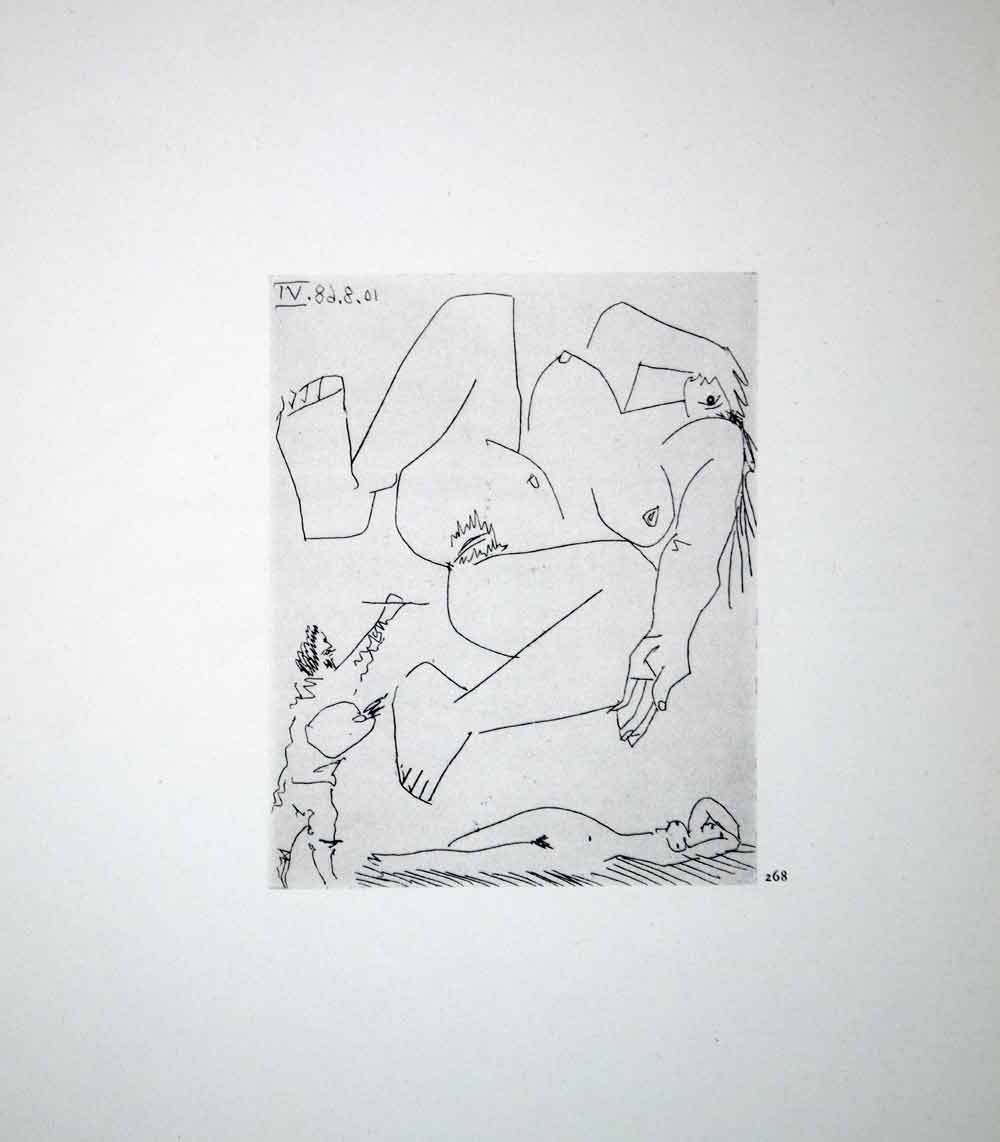 1970 Heliogravure Picasso Artist Painting Model Nude Female Erotic Art P347B