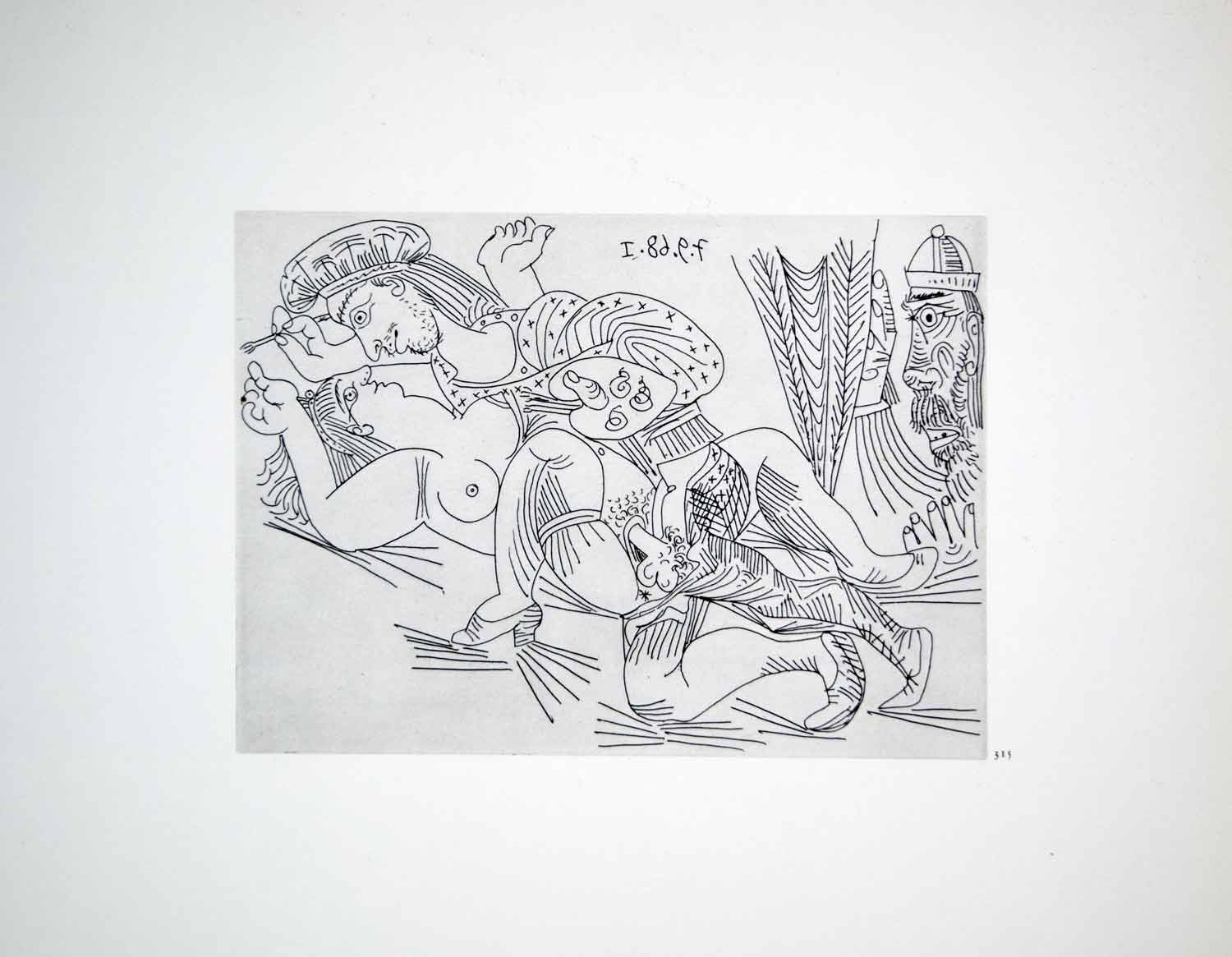 1970 Heliogravure Picasso Artist Erotic Art Painter Nude Model Lovers P347B