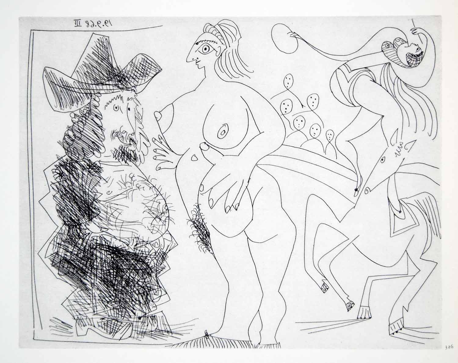 1970 Heliogravure Picasso Cicrus Performer Bareback Rider Nude Abstract P347B