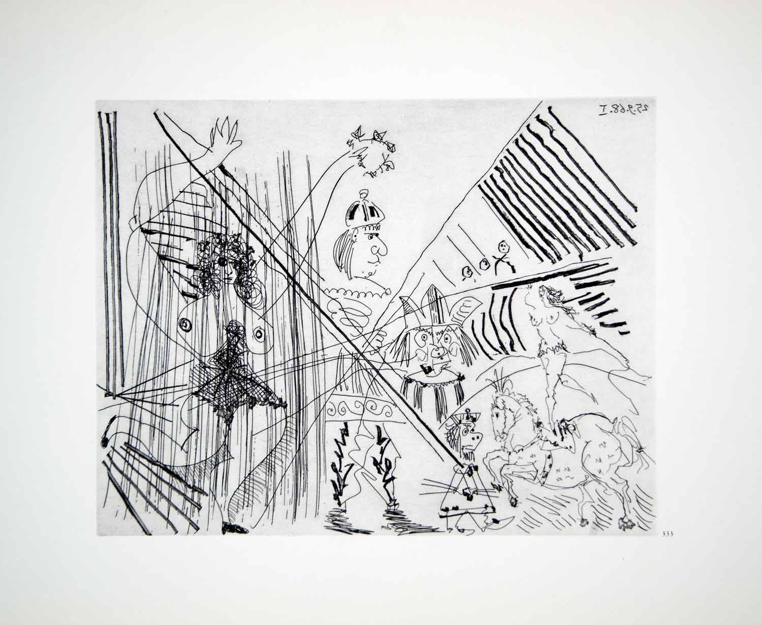 1970 Heliogravure Picasso Circus Art Abstract Nude Bareback Rider Etching P347B