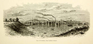 1872 Wood Engraving Providence Rhode Island City View William Hamilton PA2