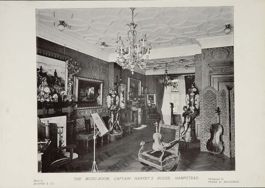 1904 Print Music Room Captain Harvey House Hampstead - ORIGINAL