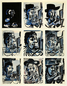 1966 Print Pablo Picasso Original Blue Faces Painter  - ORIGINAL