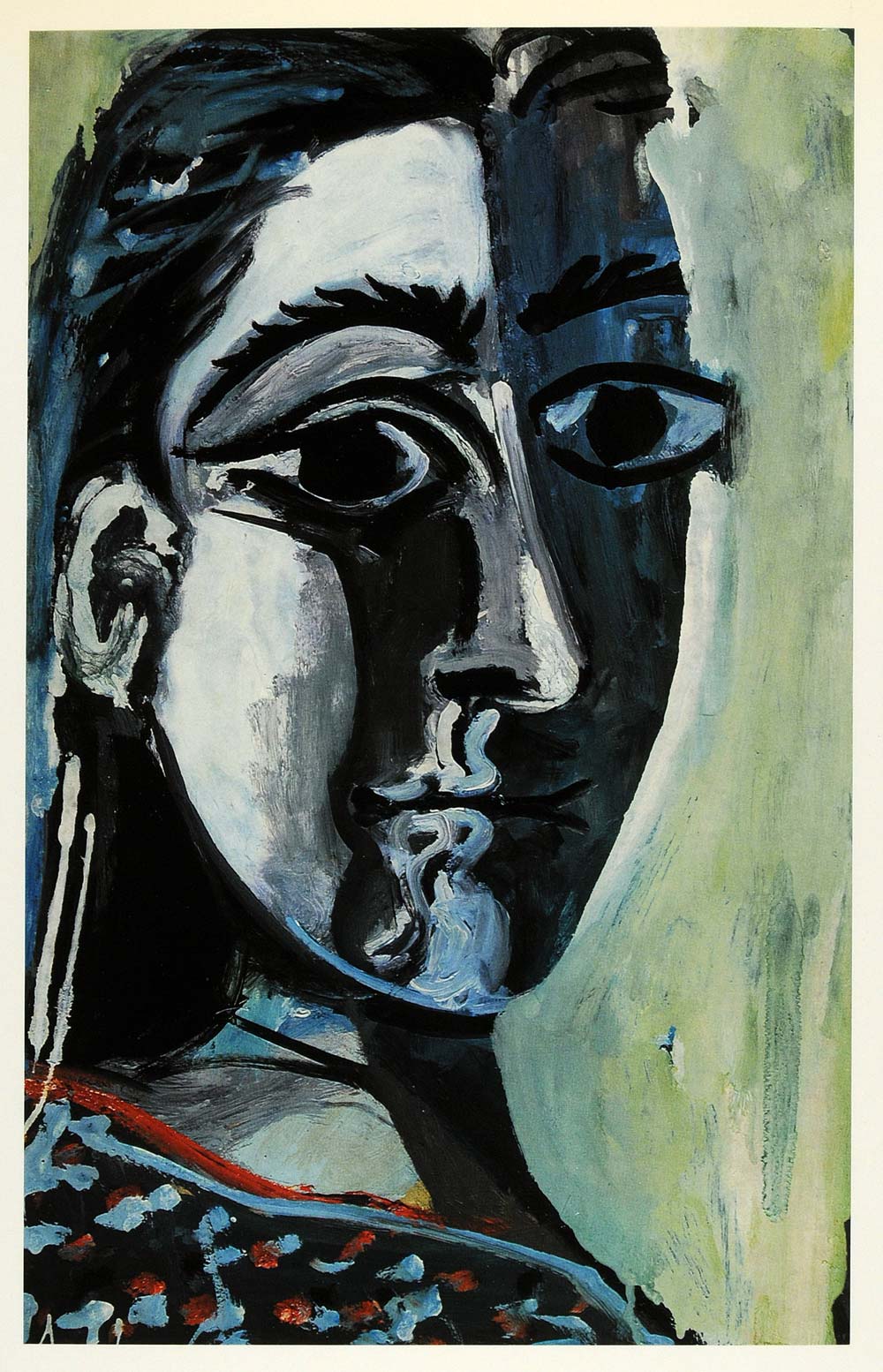 1966 Print Pablo Picasso Original Lady Blue Gray Face - ORIGINAL