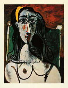 1964 Print Picasso Sitting White Nude Woman Headband - ORIGINAL