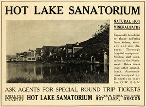 1911 Ad Hot Lake Sanatorium Oregon Mineral Bath Health - ORIGINAL PM2