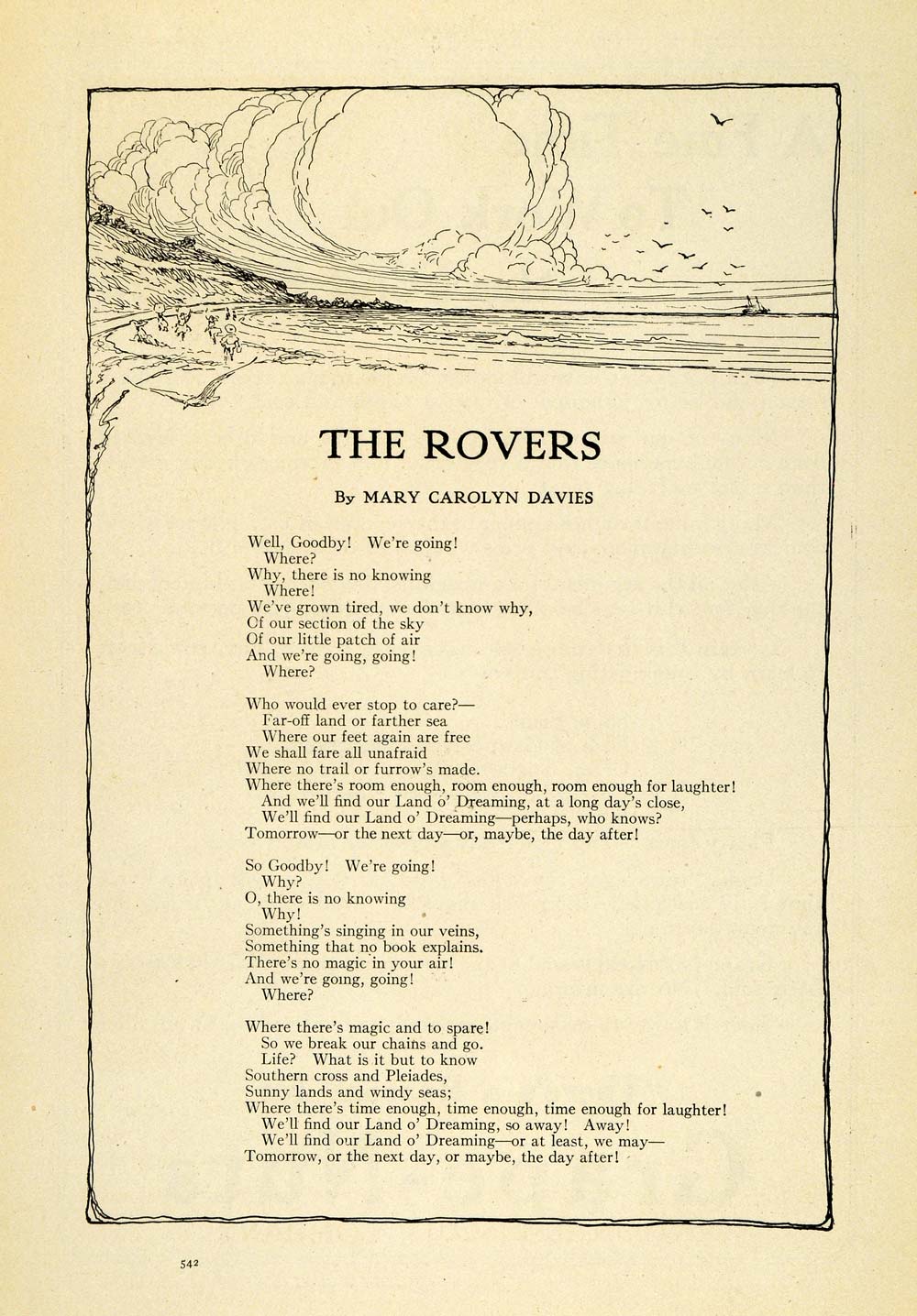 1915 Print The Rovers Poem Poet Mary Carolyn Davies Poetry Exploration PM3