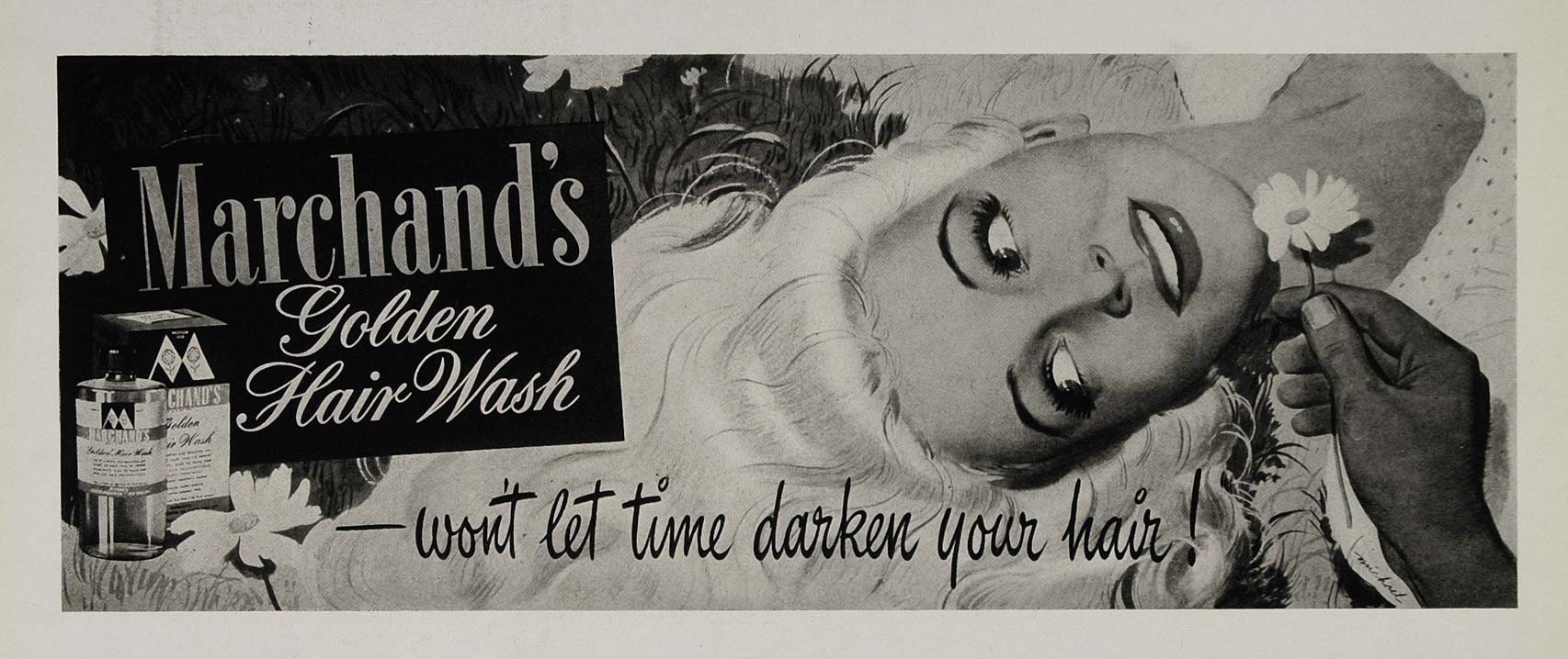 1947 Print Marchand's Hair Wash Color Blond Poster Ad ORIGINAL HISTORIC POS1