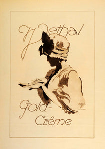 1926 Photogravure Ludwig Hohlwein Gold Creme Woman Hands Ad German Poster Art Ad