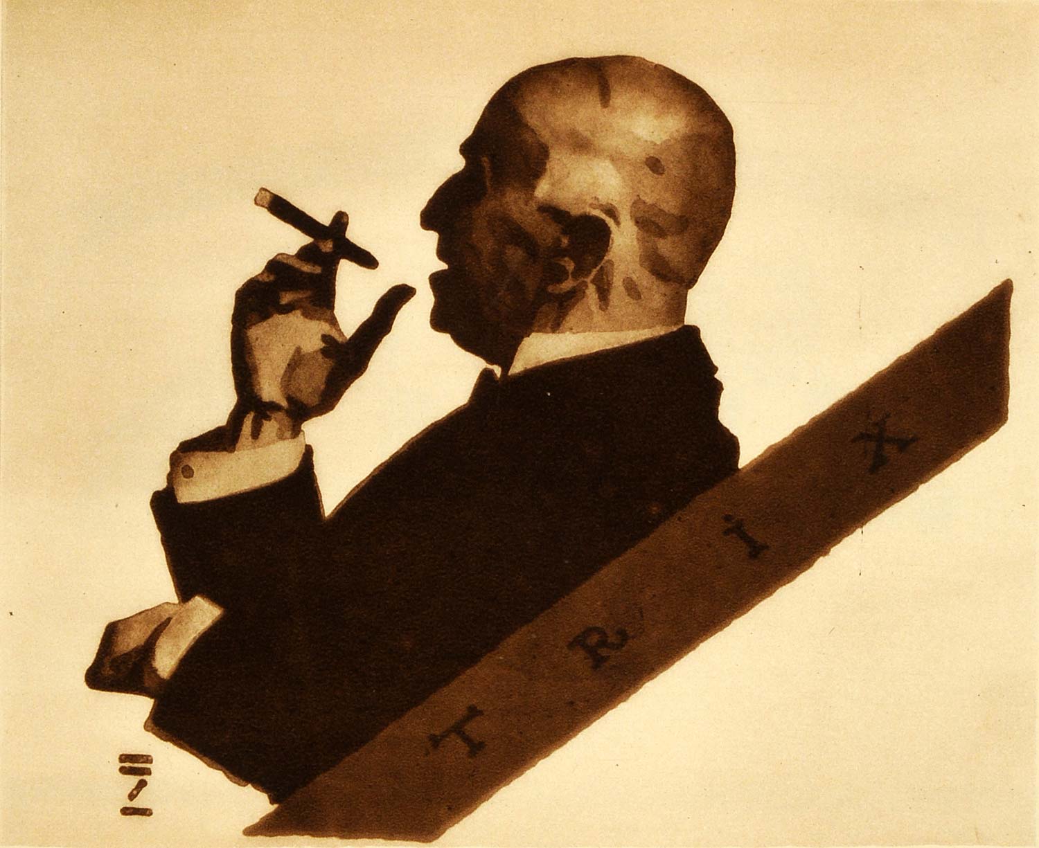 1926 Photogravure Ludwig Hohlwein Art Design TRIX Cigar Packaging Man Smoking