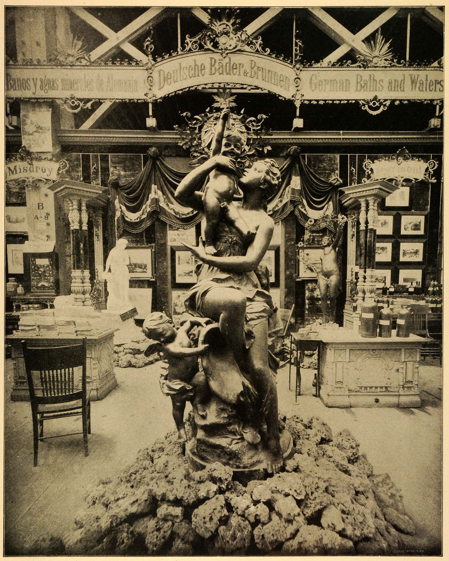 1899 Print Germany Baths Statue Teutonic Adornment 1893 Chicago Worlds Fair PPB1