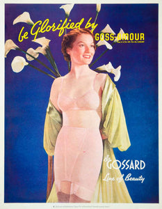 1959 women's Hollywood V-ette Vassarette brown blue pink girdle bra vintage  ad