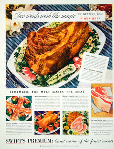 1938 Ad Vintage Swift's Premium Beef Rib Pot Roast Chicken Ham Bacon Meats Food