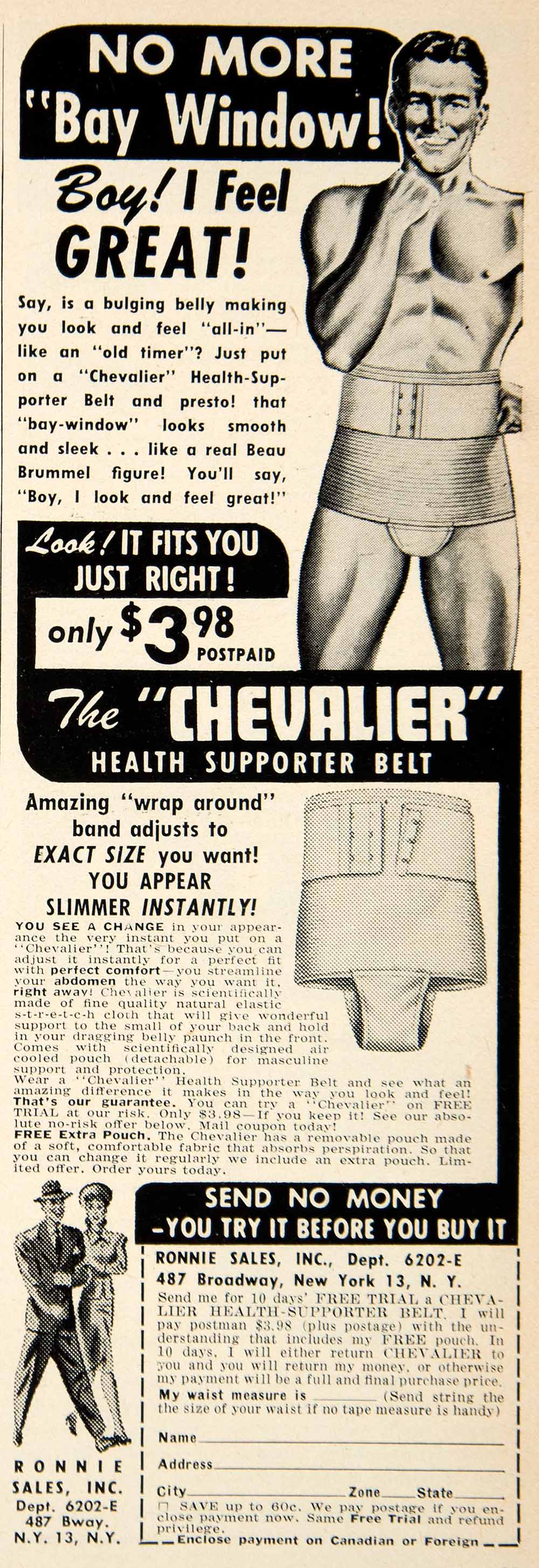 1952 Advert Chevalier Health Supporter Belt Ronnie Sales Male Girdle P –  Period Paper Historic Art LLC