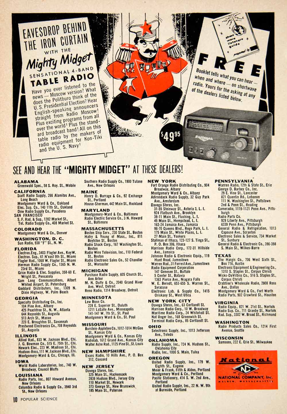 1952 Ad Mighty Midget Table Radio 4-Band Hargis Cameradio Davega Iron PSC2