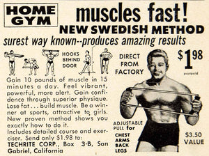 1957 Ad Home Gym Swedish Method Techrite Fitness Bodybuilding Athlete PSC3