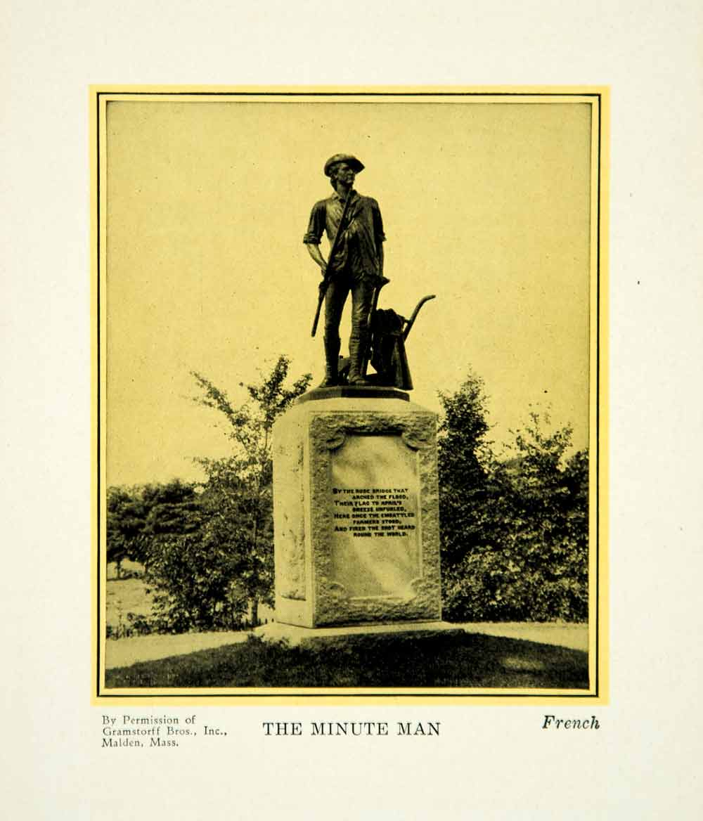 1927 Print Daniel Chester French Art Minute Man Sculpture Revolutionary War PSG1