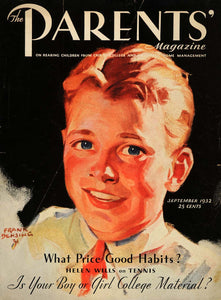 1932 Cover Parents Magazine Frank Bensing Boy Portrait - ORIGINAL PTS1