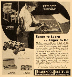 1931 Ad Playskool Preschool Educational Toys Peggy Box - ORIGINAL PTS1