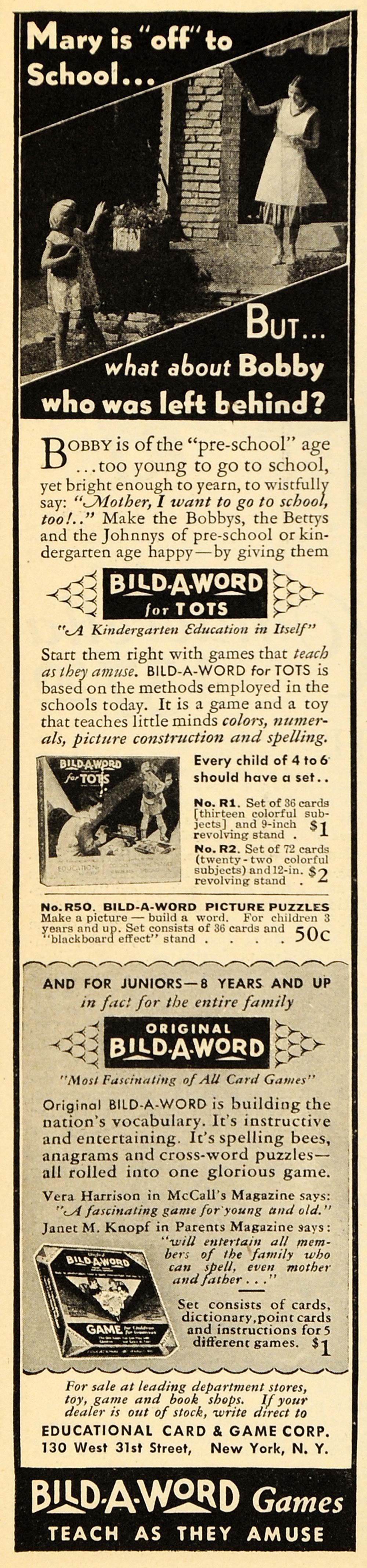 1931 Ad Bild-A-Word Vintage Educational Game Vocabulary - ORIGINAL PTS1