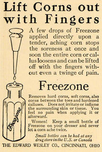 1918 Ad Freezone Corn Remover Bottle Edward Wesley - ORIGINAL ADVERTISING RCM1